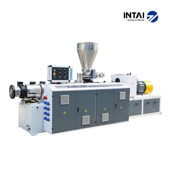 conical twin screw extruder for PVC pipe production
